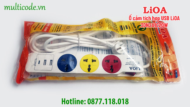 O Cam Tich Hop 3 Usb Sac Nhanh Lioa 3dn2a1c20w