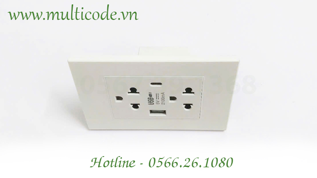 Ổ cắm tích hợp USB 5V – 2100mA dùng sạc điện thoại, máy tính bảng